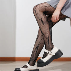 Classic Black Lolita Hollowed Out Lace Mesh Stockings