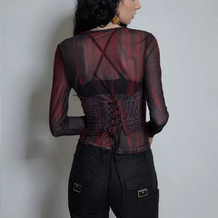 Black and Red Grunge Aesthetic Mesh Top