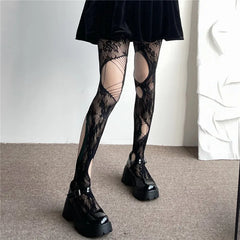 Goth Cute Black Kawaii Mesh Stockings
