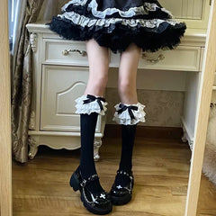 Black Bowknot Lolita Y2k Ruffle Socks