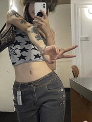 Retro Harajuku Goth Sleeveless Crop Top