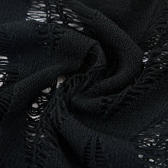 'Fairytale' Black Knitted Ripped Lace Up Sweater