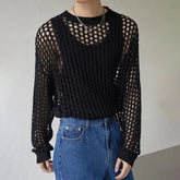 Black Unisex Loose Mesh Top