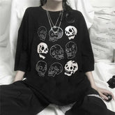 Dark Edgy Skeleton Print Grunge T-Shirt