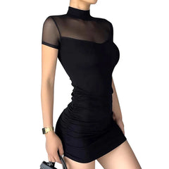 Goth Dark Black Y2k Bodycon Mini Dress