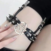 Black Pentagram Leg Rivet Garter Belt