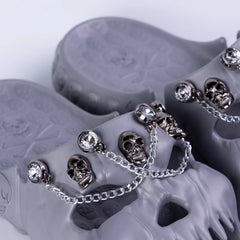 Goth Grey Skull Metal Skull Chains Slippers