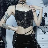 'Goth Night' Black Club Bowknot Pleated Top