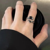 Black Silver Thorn Open Ring