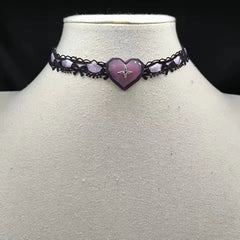 Cute Goth Lolita Kawaii Heart Lace Choker