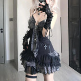 Goth Kawaii Subculture Lace Patchwork Dress