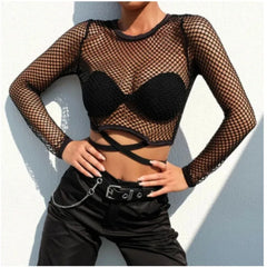 'Off Grid' Black Hollow Out Top