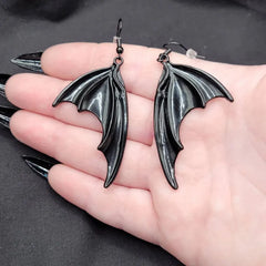 Gothic Dark Black Vampire Bat Wing Earrings