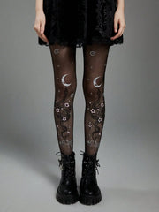 Black Snake and Moon Print Stockings