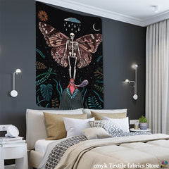 Black Death Moth Wall Tapestry