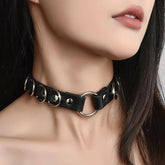 Punk Rock Goth PU Leather Ring Choker