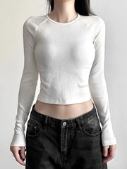 Y2K White Grunge Crop Top