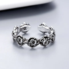 Goth Silver Rose Ring