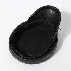 Black Skull Fake Leather Rivet Military Hat