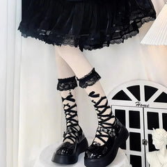 Black Kawaii Lolita Bowknot Socks