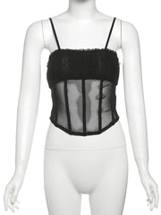 Black Goth Alt Mesh See Through 2 Piece Set