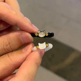 Natural Looking Moonstone Obsidian Cat Ring