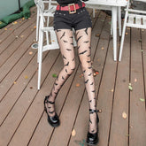 Black/White Bat Pattern Lolita Nylon Tights