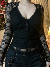 Alt Goth Aesthetic Black Mall Lace Top