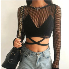 'Off Grid' Black Hollow Out Top