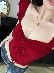 Red Alternative Goth Crop Top