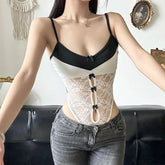 Alternative White Lace Patchwork Bodysuit