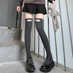 Gothic Cute Comfy Grey Bear Over Knee Socks