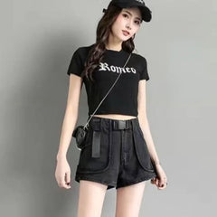 Goth Grunge Black Denim Shorts
