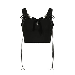 Gothic Black Alt Metal Heart Shaped Crop Top