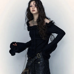 Black Grunge Aesthetic Knitted Top