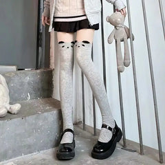 Cute Grey Bear Over Knee Socks