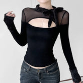 Dark Angel Goth Mesh Patchwork Top
