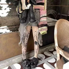 Black Goth Spider Skin Color Tights