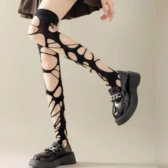 Gothic Black Cute Lolita Fishnet Stockings