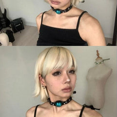 Evil Eyes PU Leather Choker