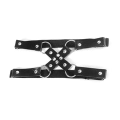 Goth Black Elastic PU Leather Ring Thigh Garter