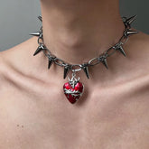 Silver Rivet Gothic Heart Pendant Choker