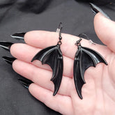 Gothic Dark Black Vampire Bat Wing Earrings