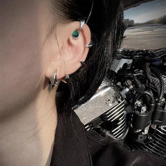 Fantasy Gothic Silver Claw Cuff Earrings