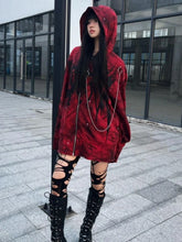Red Y2k Aesthetic Oversized Grunge Hoodie