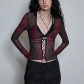 Black and Red Grunge Aesthetic Mesh Top