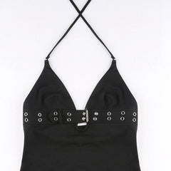 'Shadow' Black Buckle Top