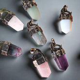 Skull Natural Stone Crystal Pendant Necklace