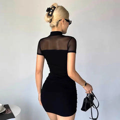Goth Dark Black Y2k Bodycon Mini Dress