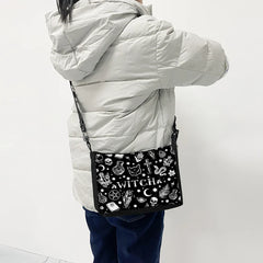 Gothic Cat Printed Shoulder Bag